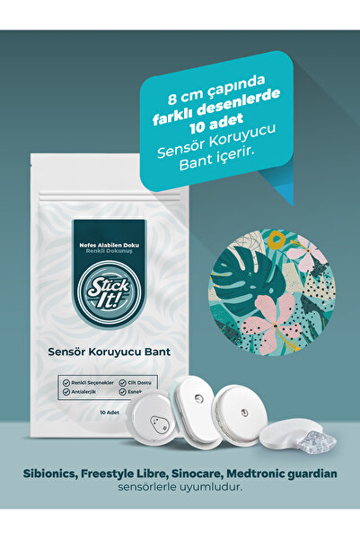 StickIT FreeStyle Libre Sibionics Sinocare Medtronic Sensör Koruyucu Bant - Flowers