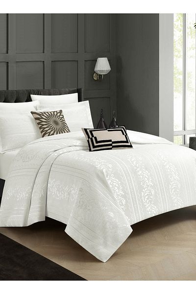 Master Home Textile Chenille Polyester Jacquard Comforter Sets, 9Pcs King Size, Fits 200x200 cm Bed, Removable Filling
