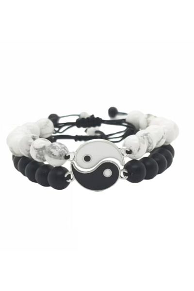 VOLY Set of 2 yin yang bracelets made of natural stones
