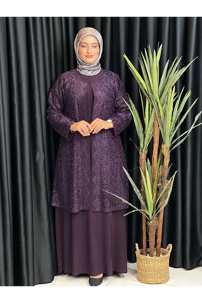Butik büyük beden Guipure jacket Dress