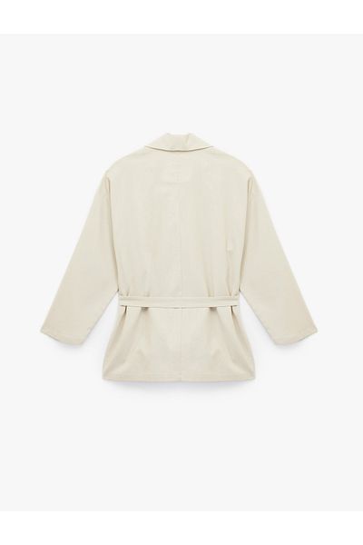 Koton Long Sleeve Buttoned Belted Pocket Detailed Linen Oversize Jacket