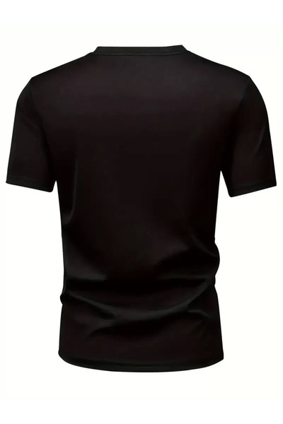 LUMİART 20/1 Combed Compack Printed Oversize Crew Neck Short Sleeve T-Shirt - Black