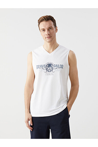 LC Waikiki Ανδρικό αμάνικο μπλουζάκι Özmarka New Season με στάμπα σε σχήμα V