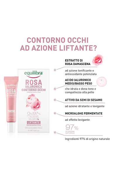 Equilibra Rosa Hialuronic Emulsie Contur Ochi, 15 ml, Equilibra