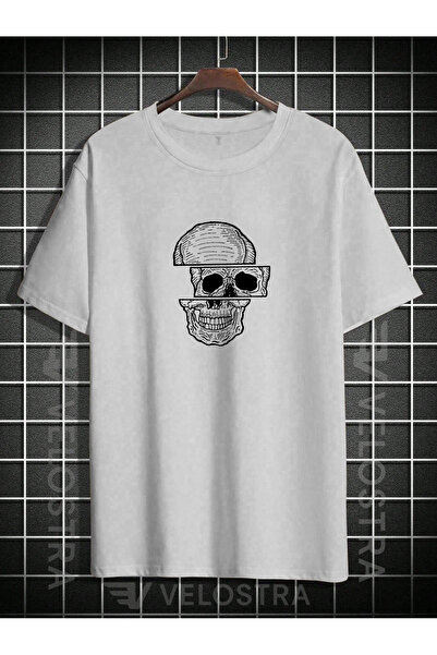 Velostra Tricou oversize unisex cu imprimeu cu cranii