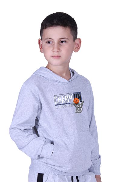 FYK KİDS Суитшърт за момче с качулка и джоб с кенгуру
