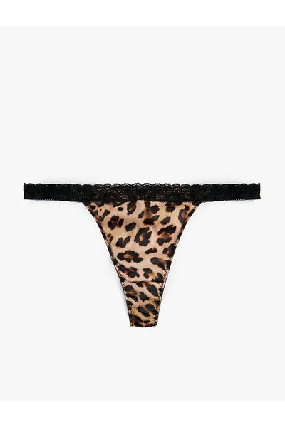 Koton Leopard Patterned Lace Detailed String Panties