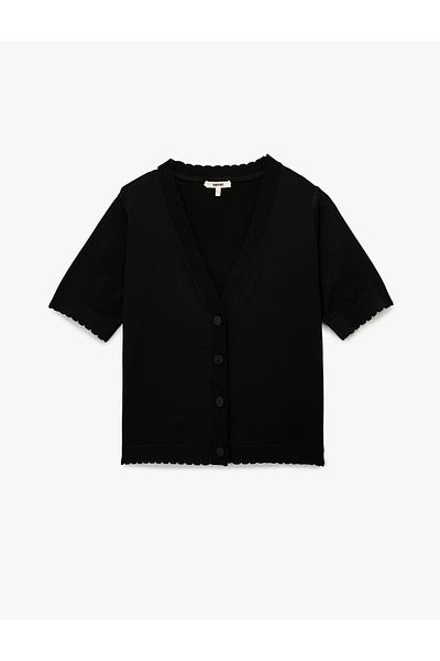 Koton Buttoned Short Sleeve V Neck Knitwear Cardigan