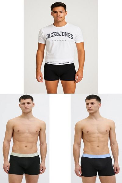 Jack & Jones Pachet de 3 boxeri din bambus J&J Tom pentru bărbați, cu logo colorat