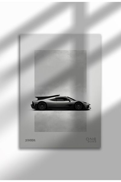 21mxm Minimalist Supercar Poster, Frameless Canvas Wall Art, White Design Collection 2025