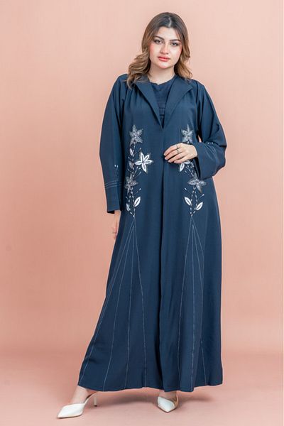 IKKXA Traditional Crystal Floral Design Abaya