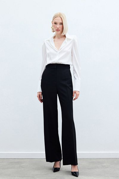 Sateen Classic Trousers with Pockets - Black