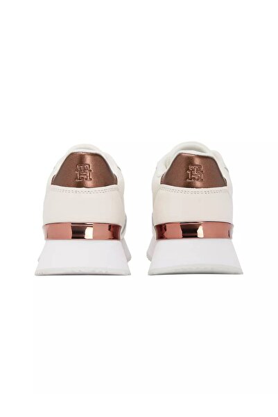 Tommy Hilfiger Kadın Metalik Detaylı Chic Fashion Runner Sneaker - Krem
