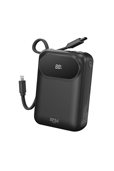 Rock Y11 Mini PD 22.5W 20000 mAh. Dijital Ekran Göstergeli Dahili Kablolu Pow...