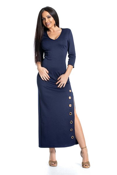 WildFashion Maxi dress with slit on the leg and V-neckline F651-44