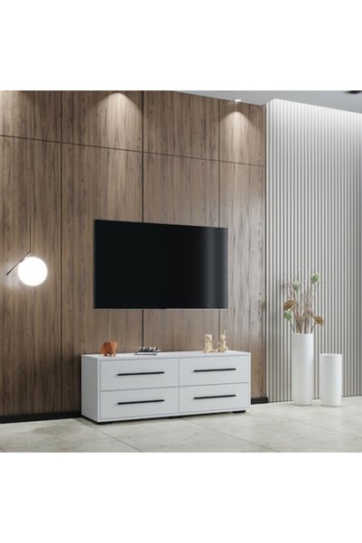 haaus.ro Comoda TV haaus Siena, 4 Sertare, Alb, 120 x 35 x 45 cm
