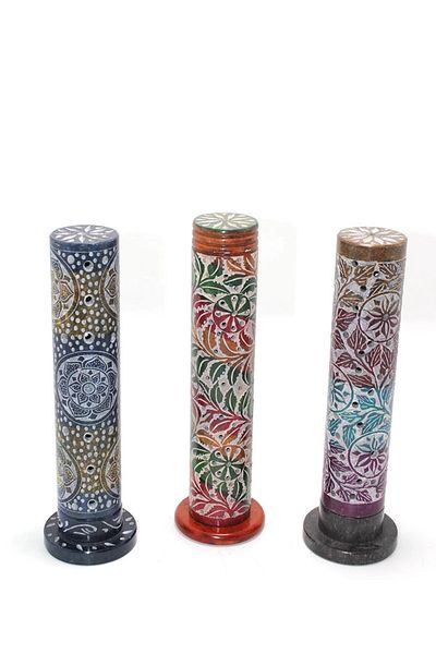 Nur E Ticaret Obsidian Stone Embroidered Tower Incense Burner Model 4