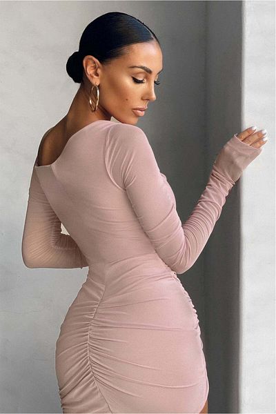 WildFashion Casual/elegant one-shoulder short dress made of elastic material S535-5