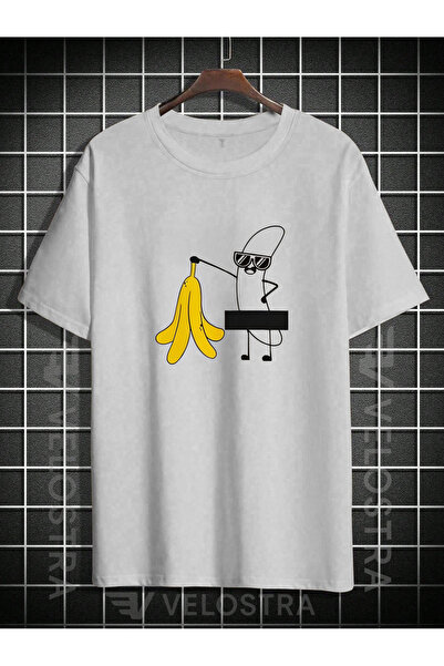 Velostra تي شيرت كبير الحجم مطبوع عليه موزة للجنسين