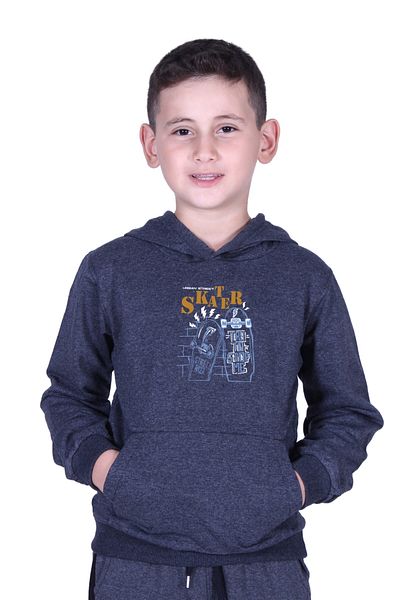 FYK KİDS Суитшърт за момче с качулка и щампа „кенгуру джоб“