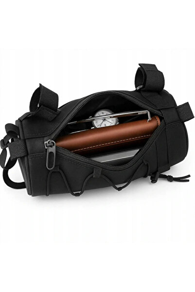 zola Τσάντα ποδηλάτου, τιμόνι/σκελετός/πίσω ιμάντας velcro, πολυεστέρας, 24x10 cm, μαύρη