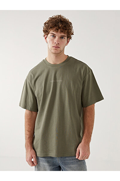 LC Waikiki New Season Crew Neck Κοντό μανίκι εμπριμέ χτενισμένο βαμβακερό ανδ...