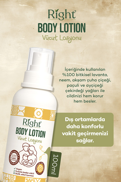 RIGHT Doğal Vücut Losyonu (VEGAN & DOĞAL BİTKİ ÖZLÜ) - 100 ml