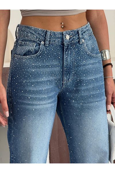 Zeo Basic PANTALONI DE STONE PENTRU FEMEI JEAN STRAIGHT JEANS PANTALONI DE STONE