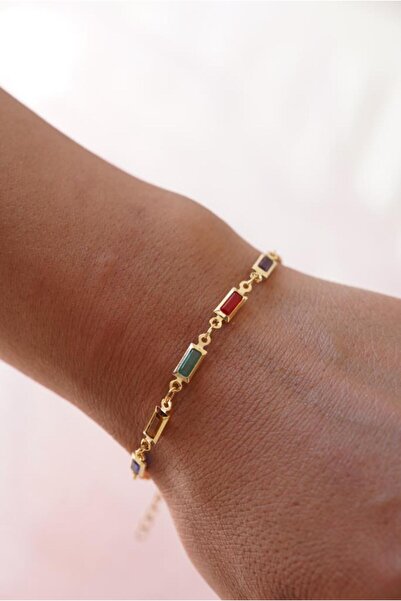 AŞIK ACCESSORIES سوار من حجر الباجيت مستطيل ملون