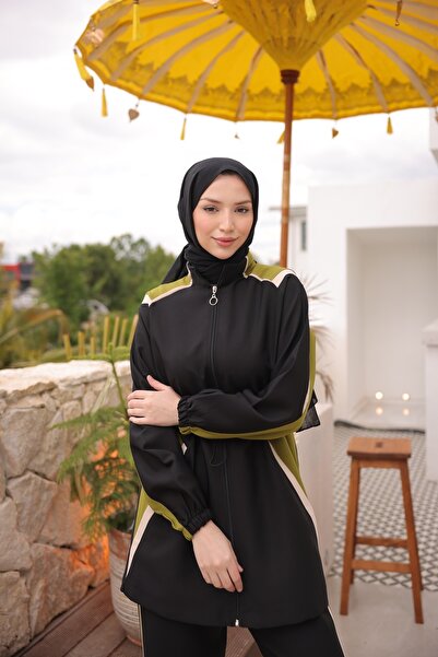 Ryzi Moda طقم حجاب نسائي مع سترة سفلية ومجموعة سحاب مزدوج