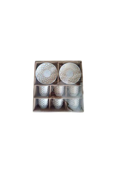 OEM Set din ceramică pentru cafea, 12 piese, model Fagure