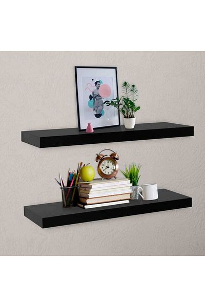 vidaxl Floating Wall Shelves 2 pcs Black 80x20x3.8 cm