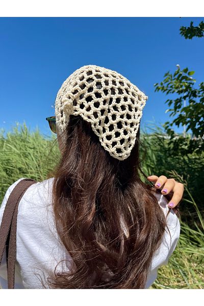Poshy Atelier Mesh Model Crochet Handmade Braided Hair Accessory Triangle Bandana