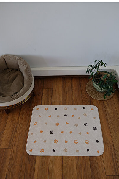 DEKOMOD Evcil Hayvan Figürlü Köpek Kedi Beslenme Mama Ve Su Matı Kolay Temizlenen Emici Paspas 50*70 cm