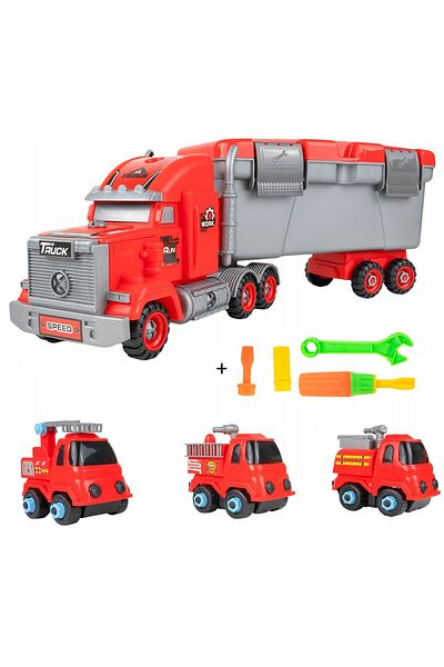 ideal STORE idealSTORE 3in1 Fire Truck with 3 Fire Engines and Tool Set, ABS Plastic, Parts