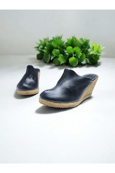 GokceKundura06 Women's Soft Leather Comfortable Sole Espadrille Sabo Slippers
