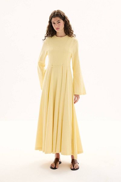 Hooopstore Φόρεμα Organic Mixed Waist με λεπτομέρεια από βούτυρο κίτρινο