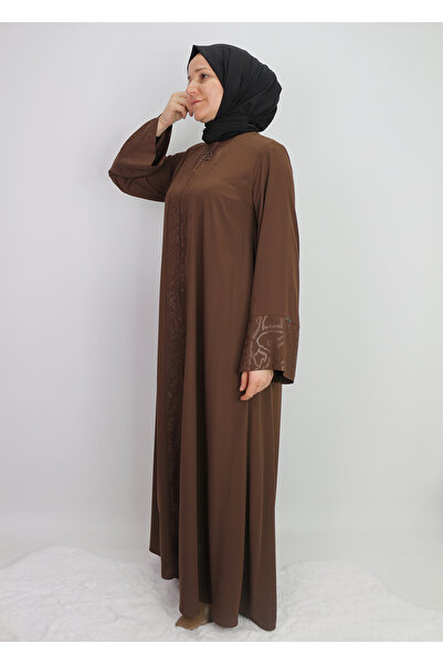 Levidor 520538 FERACE ÖNÜ FERMUARLI KOL UCU ÖNÜ JAKAR DESENLİ MEDİNE İPEĞİ SIFIR YAKA SPOR ŞIK FERACE