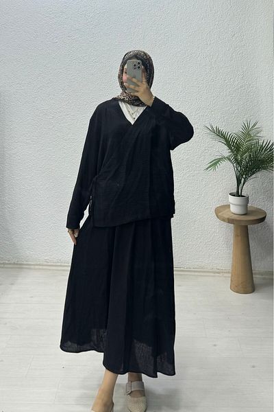 lurex moda Σετ λινό φούστα