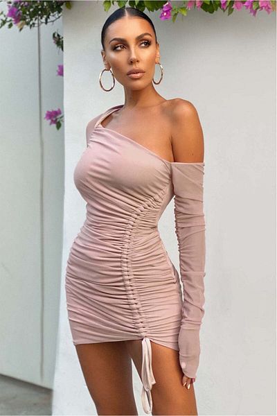 WildFashion Casual/elegant one-shoulder short dress made of elastic material S535-5