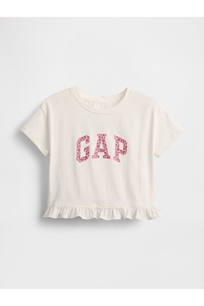 GAP Kız Bebek Beyaz Logo Ruffle T-Shirt