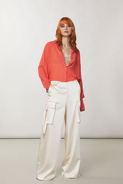 Patrizia Pepe SATIN CARGO PANTS - PATRIZIA PEPE - BEIGE, 44
