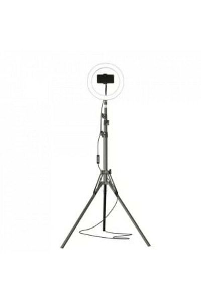 Blusmart Lampa circulara Ring Light, 120 x LED SMD, 10 trepte lumina, telecomanda pe fir, trepied inclus