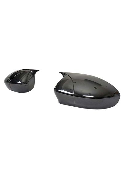 ideal STORE Set 2 Capace Oglinzi tip BATMAN idealSTORE pentru Fiat Linea, 500, 500X, Punto, culoare Piano Black