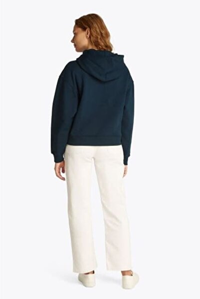 Tommy Hilfiger Kadın Boxy Fit Kapüşonlu Logolu Sweatshirt - Lacivert