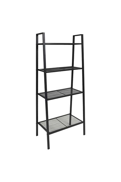 vidaxl Ladder Bookcase 4 Tiers Metal Black