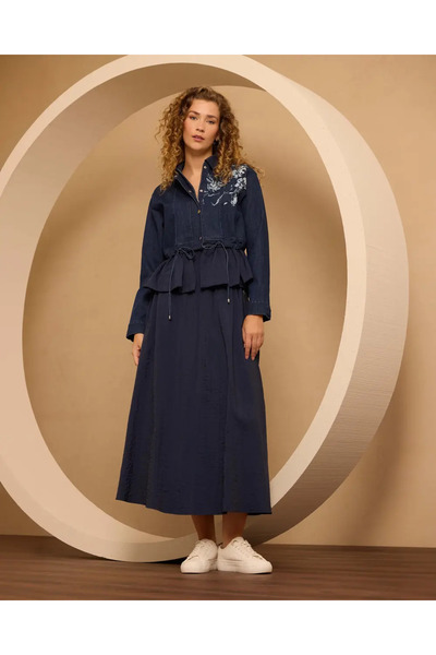 SEÇİLSTORE 1003 ÖNDEN ÇIT ÇIT KAPAMALI FERMUARLI JEAN CEKET QKS