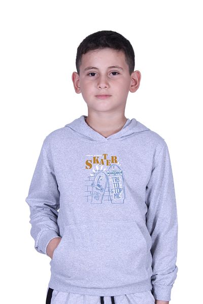 FYK KİDS Суитшърт за момче с качулка и щампа „кенгуру джоб“