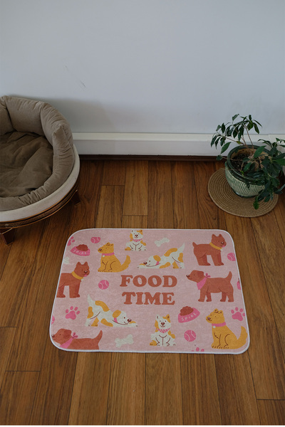 DEKOMOD Evcil Hayvan Figürlü Köpek Kedi Beslenme Mama Ve Su Matı Kolay Temizlenen Emici Paspas 50*70 cm