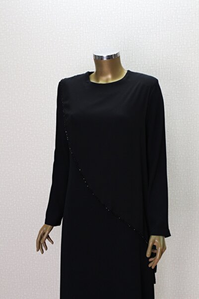 çınar özkan 2857 ŞİFON GİYDİRMELİ BONCUKLU RAHAT KALIP ELBİSE QYS ELBİSE #24-023